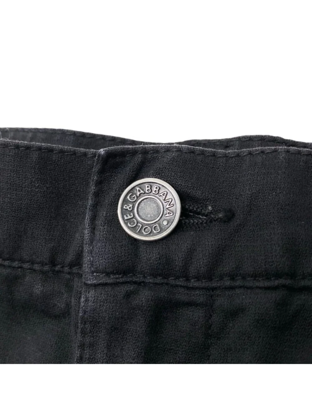 Dolce & Gabbana Chinos Cotton Linen Blend Tapered Pants Logo Plate 50 Black